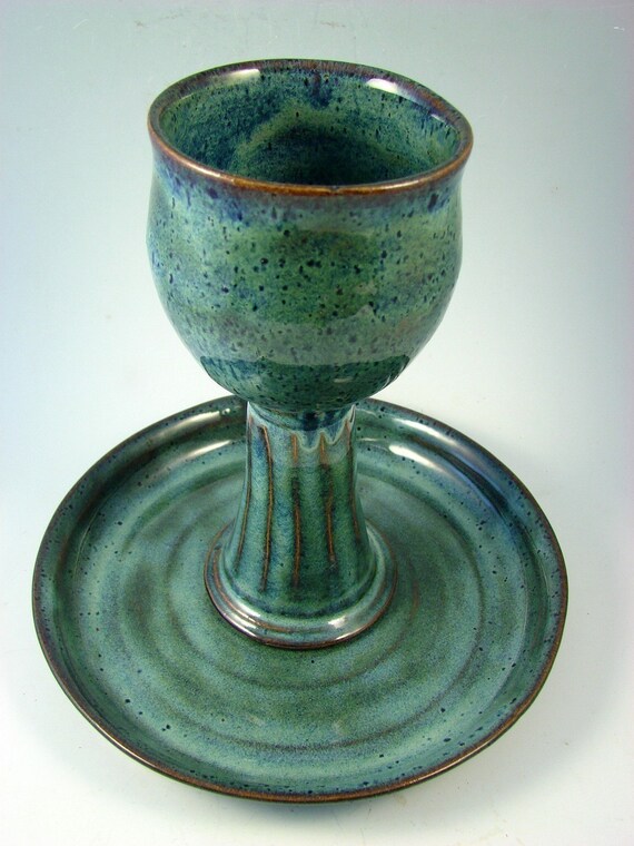 Ceramic Chalice and Paten Set - Custom and Handmade for You - Wheel Thrown Stoneware Pottery for ceremony serving or decoration.