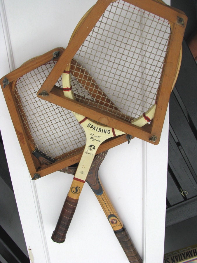 Set of Two Vintage Tennis Rackets- Dot and Army