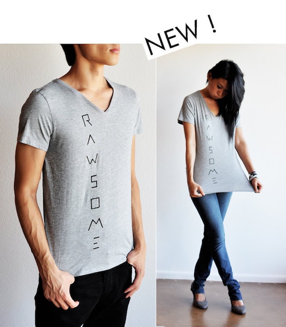 RAWSOME CLOTHING : Grey Unisex V-Neck T-shirt