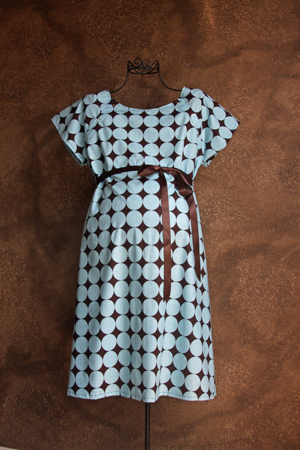 Blue & Chocolate Disco Dot Delivery Gown-