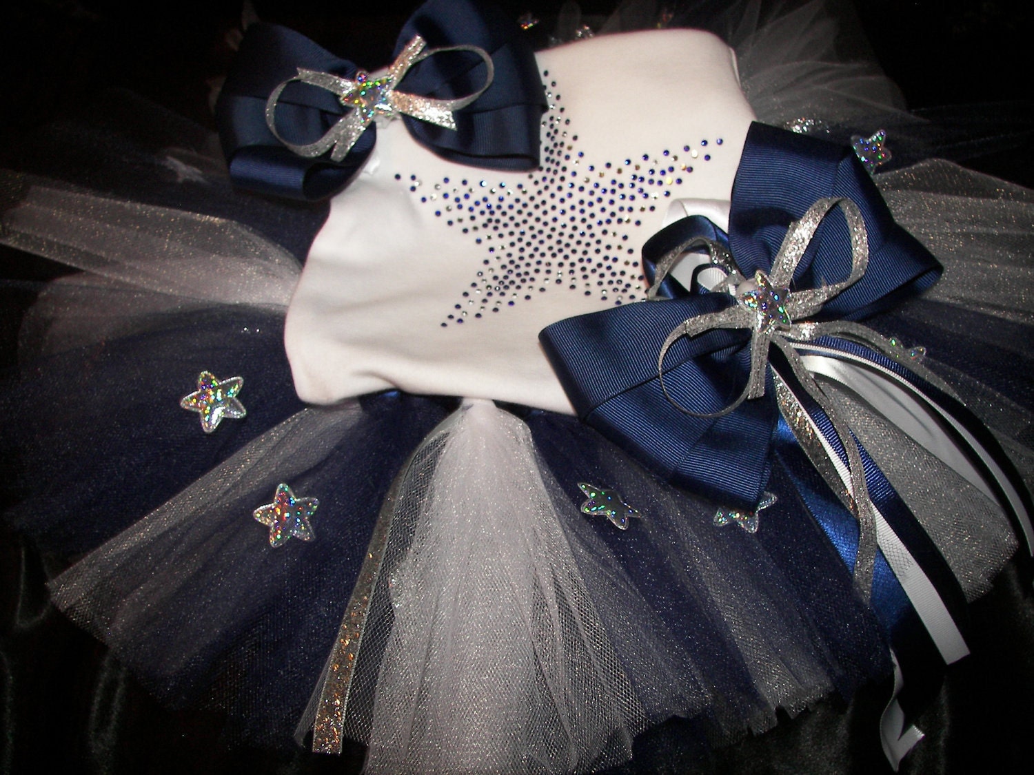 Football Tutu Set embellished with Silver Star--Perfect for your little Cheerleader