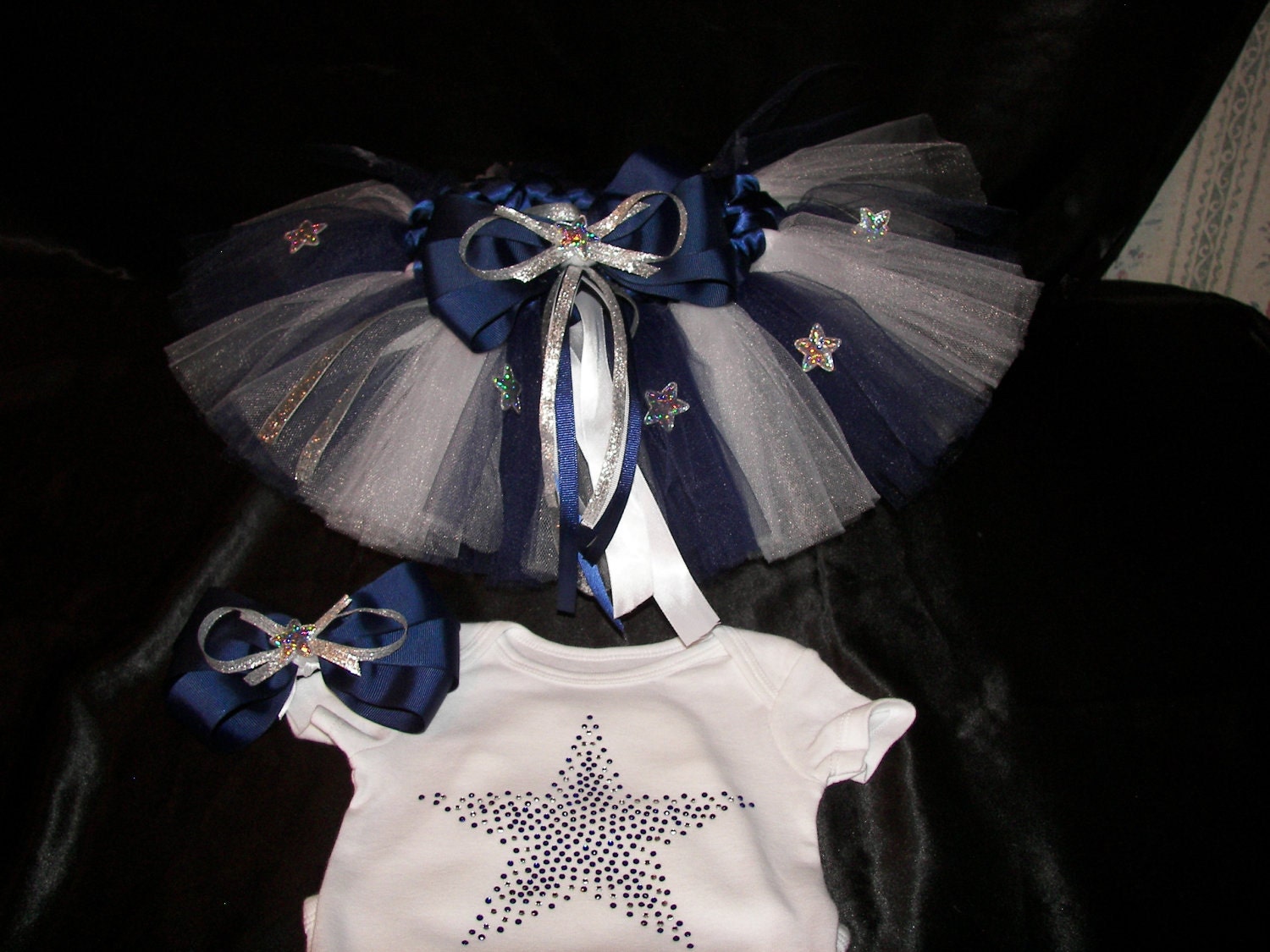 Football Tutu Set embellished with Silver Star--Perfect for your little Cheerleader