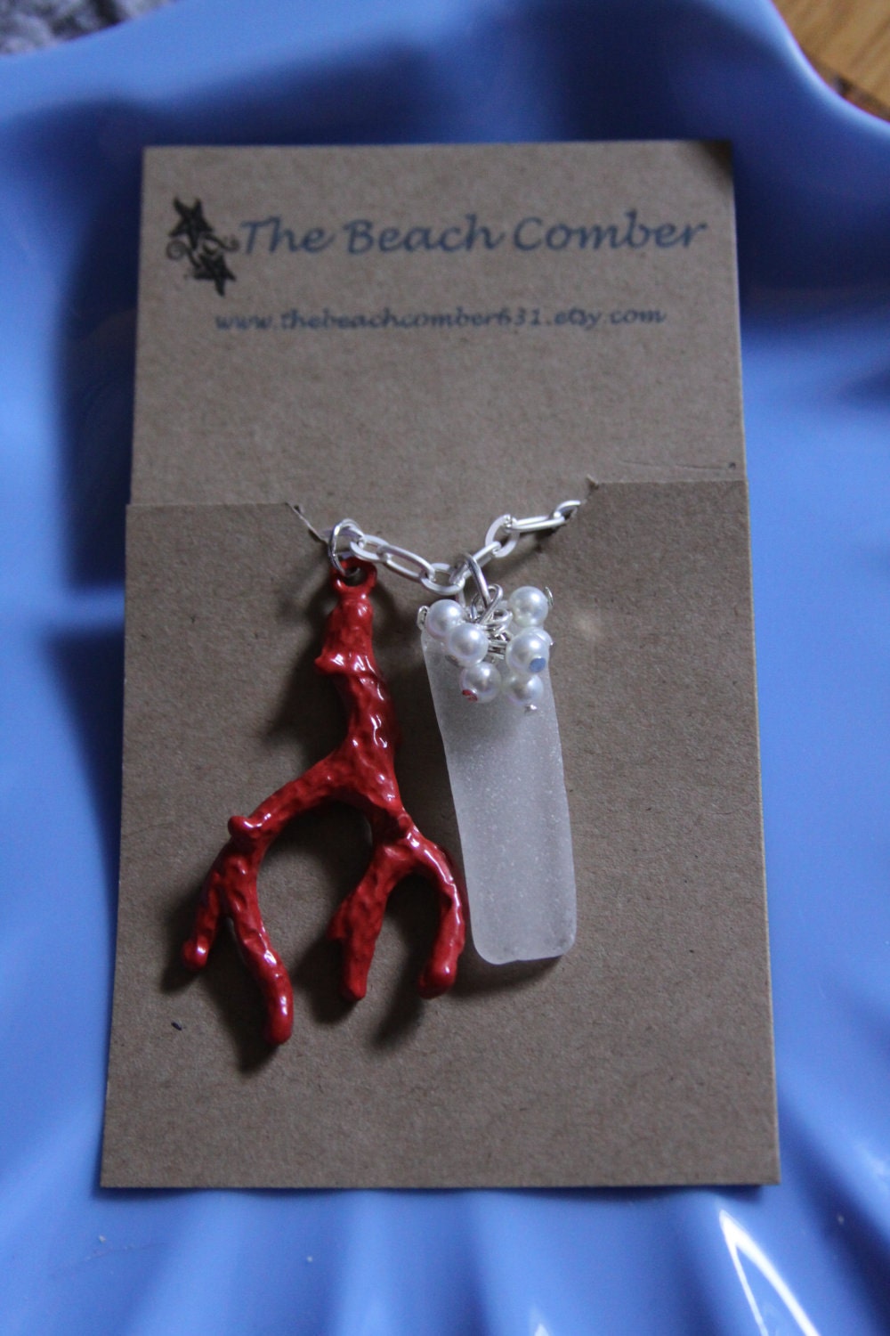 Black Friday and Cyber Monday Sales Sea Treasures Necklace - Sea Glass, Coral, and Pearl Necklace