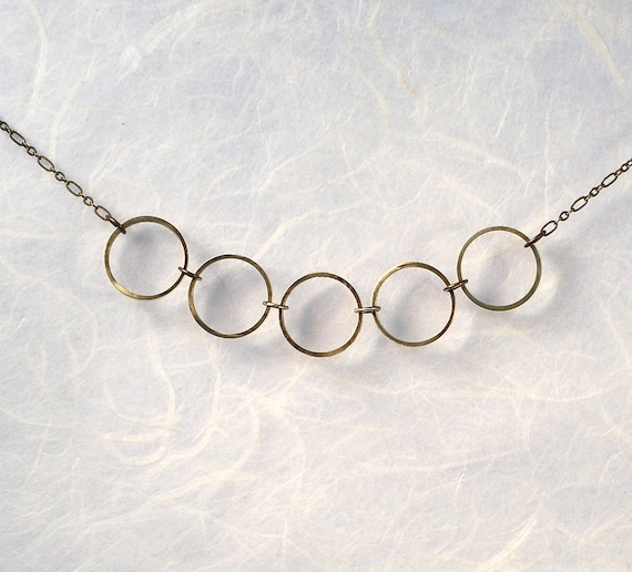 Five Gold Rings Modern Design Necklace