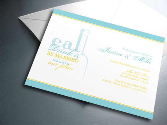 Wedding or Engagement Party Invitation Card Printable PDF Eat 