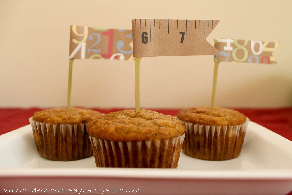 Rulers and Numbers Cupcake Toppers - FREE SHIPPING