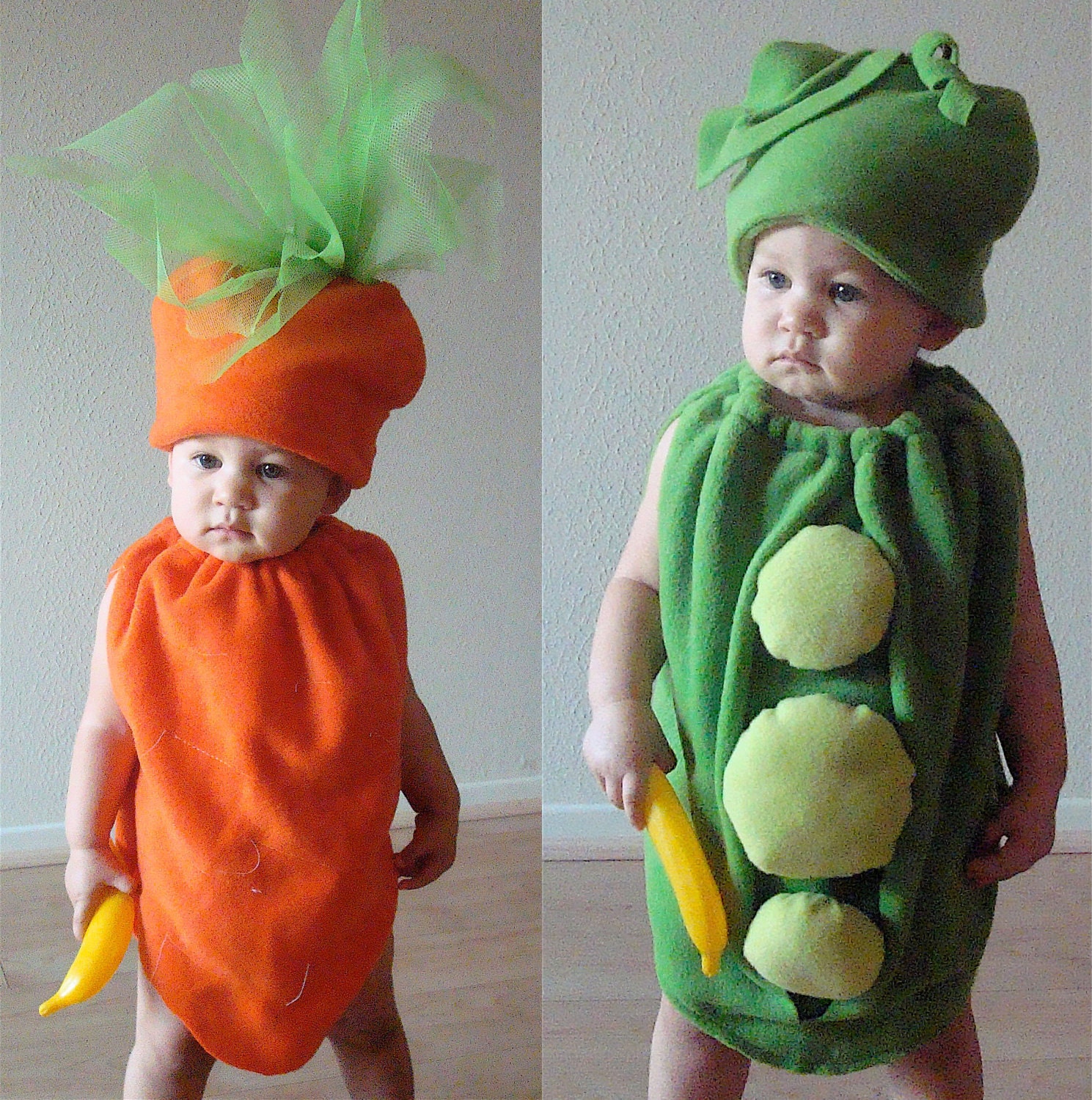 Twin Set-  Peas and Carrots Baby or Toddler Costumes