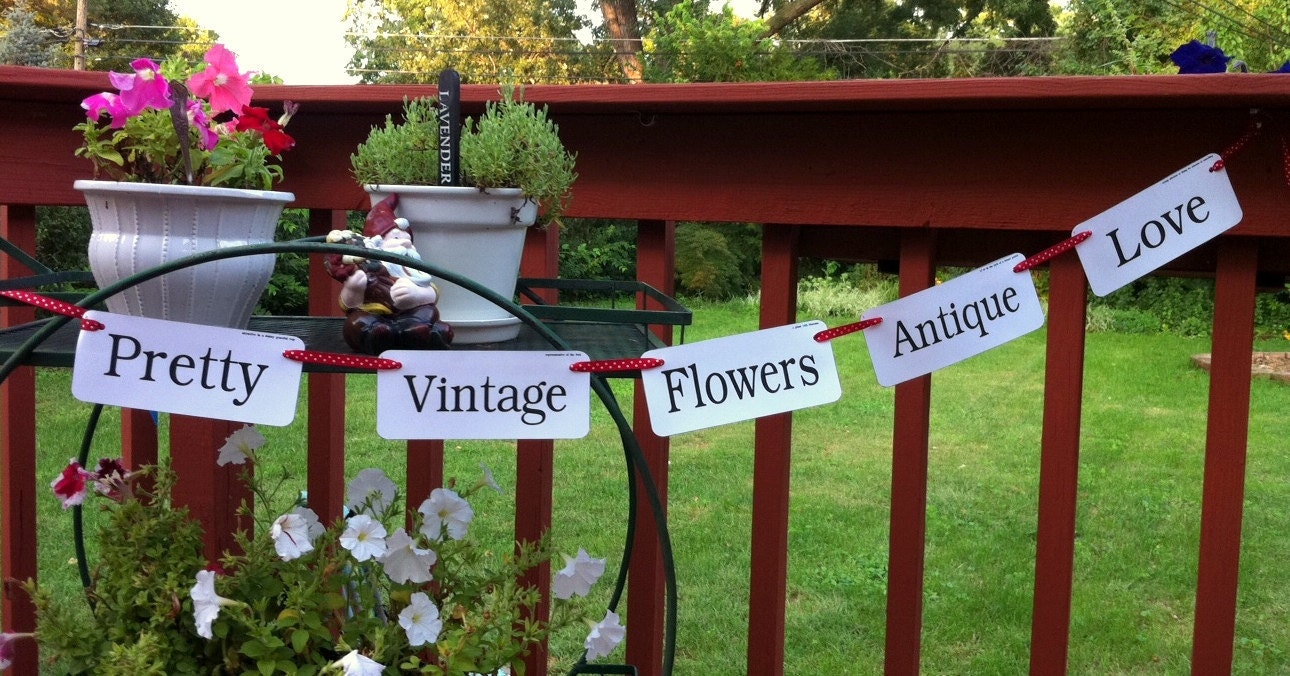 Vintage Love Flash Card Banner Bunting