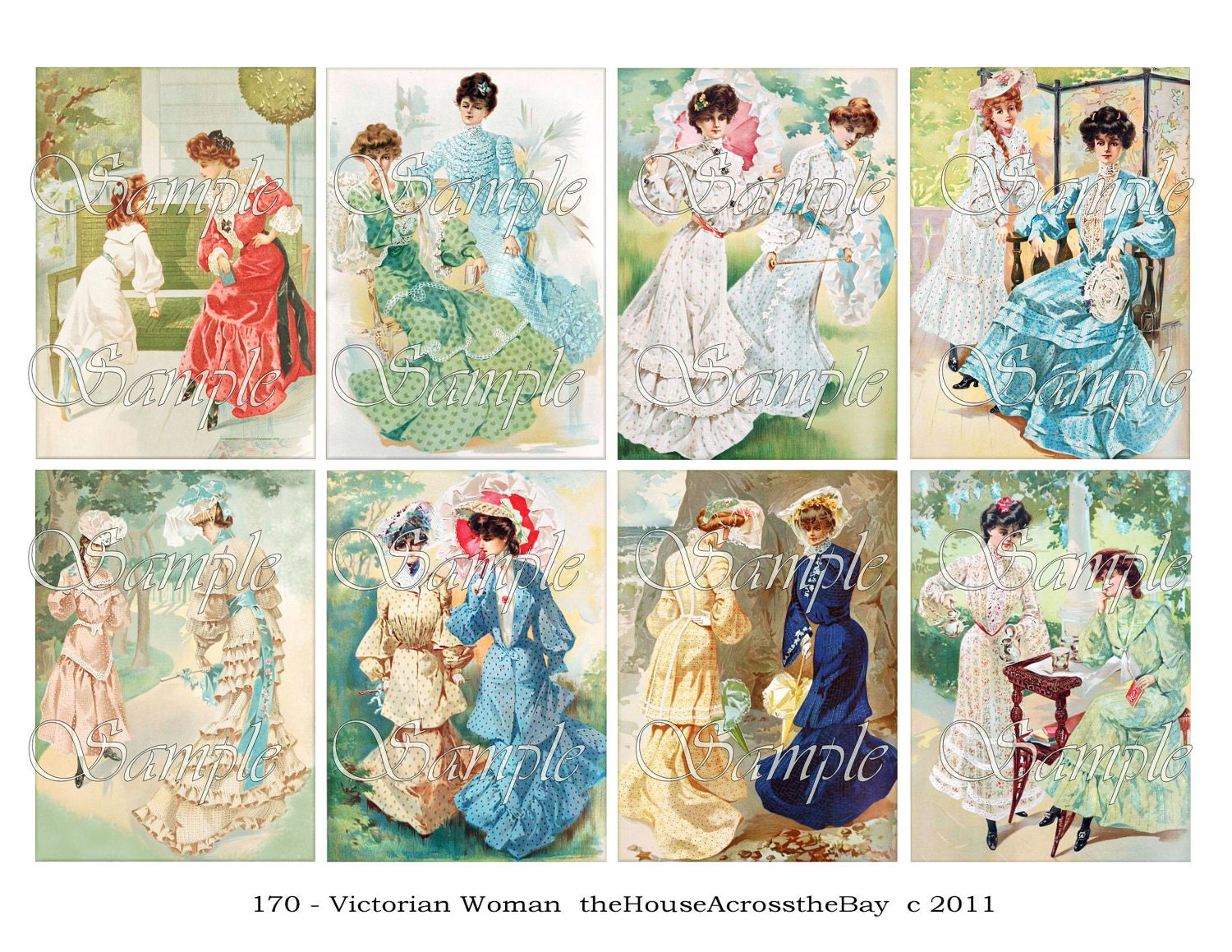 Victorian Women ATC Digital Collage ACEO Backgrounds Vintage Digital Collage 2.5 x 3.5 Vintage Victorian Images Tags Card 170