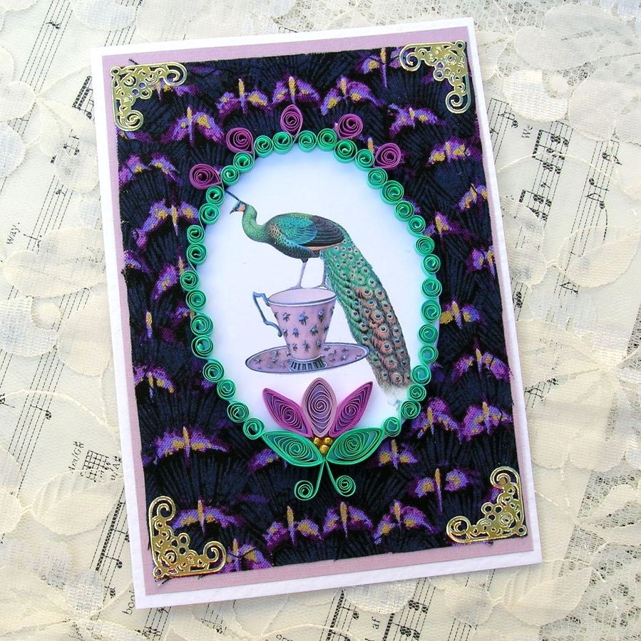 quilled peacock card