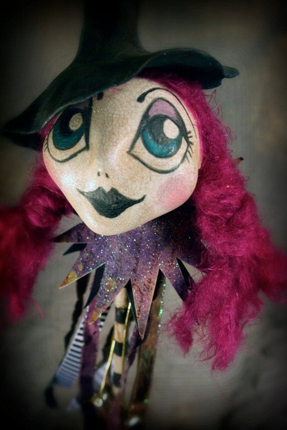 OOAK Witch Jester Stick