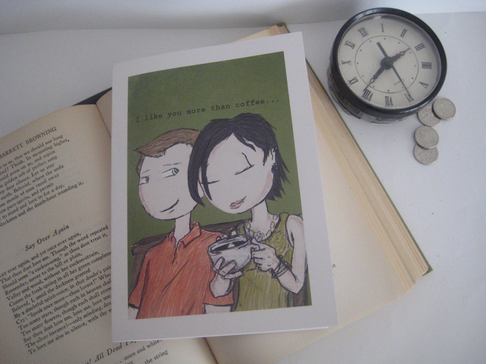 I like you more than coffee romantic greeting card