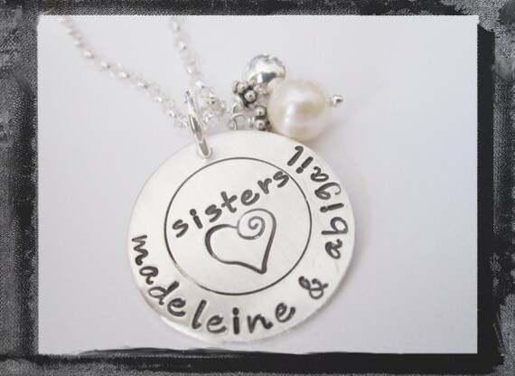 Hand Stamped Necklace - Sister Jewelry - Sisters BFF