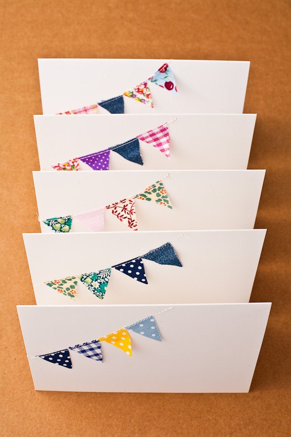Bunting cards - fabric cards - blank