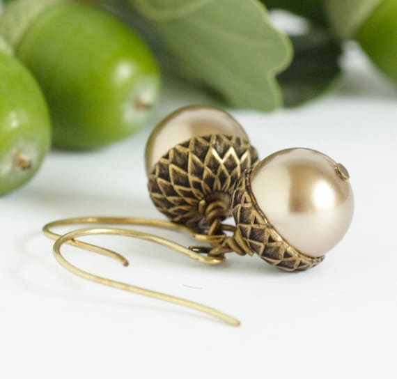 Acorn Earrings - Brass and Bronze - Perfect for Autumn