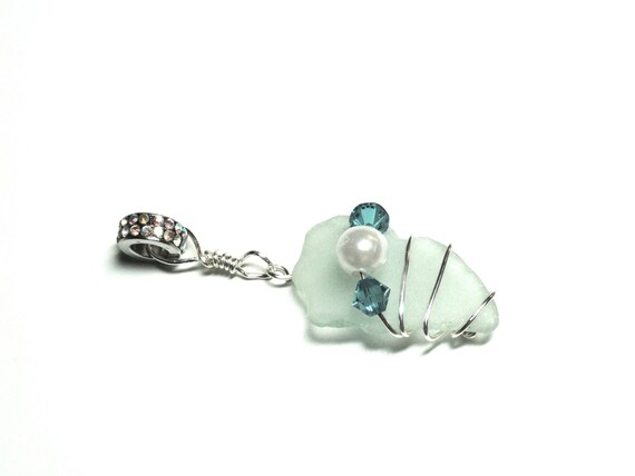 ON SALE Italian Sea Glass Pendant Seafoam Green From Amalfi Coast