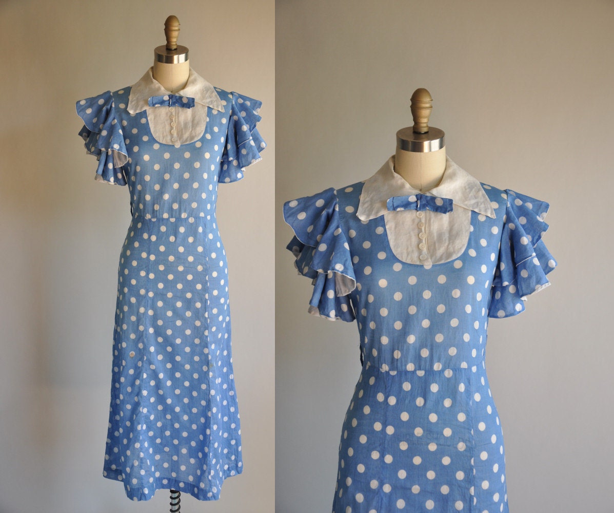 vintage 1930s 30s dress // 30s rare cotton dress // Dust Bowl