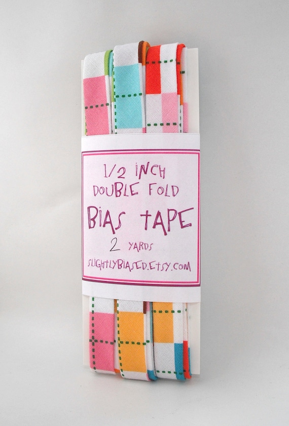 Bias Tape - Remix Argyle in Bright Handmade Double Fold Bias Tape, 2 Yards
