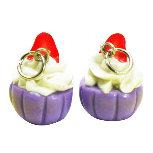 Miniature Blueberry Cupcake Polymer Clay Foods Supplies for Beaded Jewelry