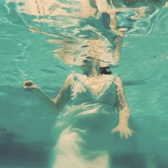 Dive -Underwater portrait - 8x8 Fine Art Surreal Photograph - deep turquoise teal blue sea - 25% OFF SALE
