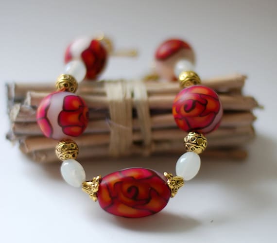 Winter Red rose bracelet