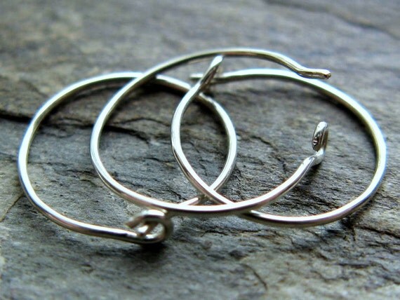 sterling silver hoops-- super fine or very thin-- primitive series-- ether by thebeadedlily on etsy
