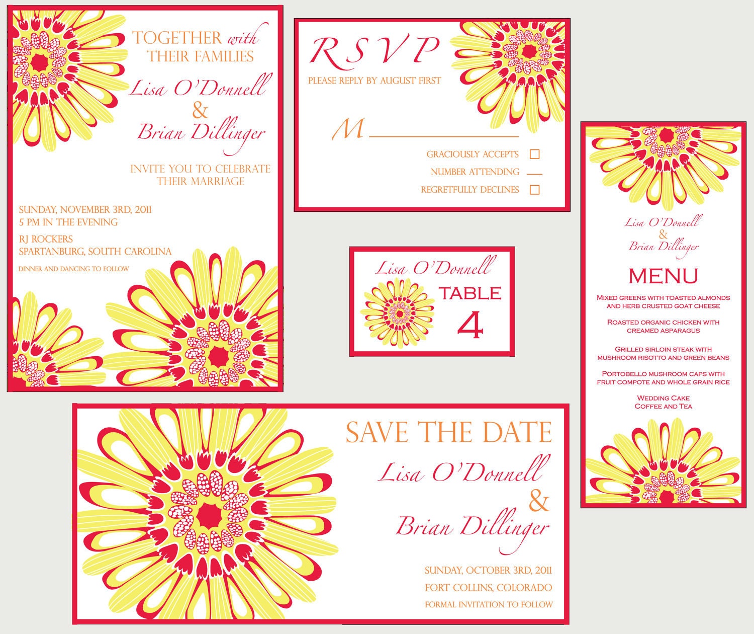 Mouseover the photos Sunflower Wedding Invitation 