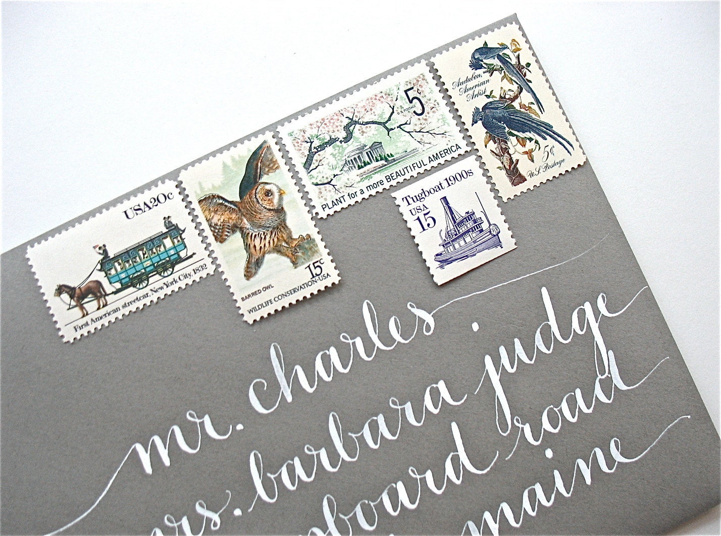 Vintage stamps and calligraphy by LetterBeOnEtsy