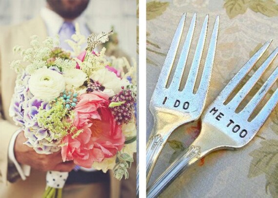 I Do Me Too Wedding Forks. Featured In Martha Stewart Weddings May 2011