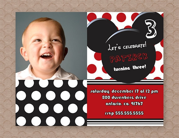 Mickey Mouse Photo Birthday Invitations for a Boy or Girl