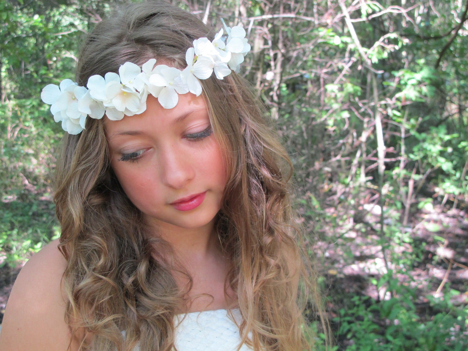 Flower Girl Flower Crown Woodland Wedding fairy WHIMSICAL White 