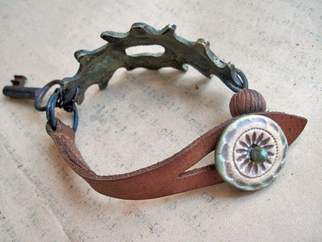 In a Dark Time. Rustic Bracelet with Antique Hardware.