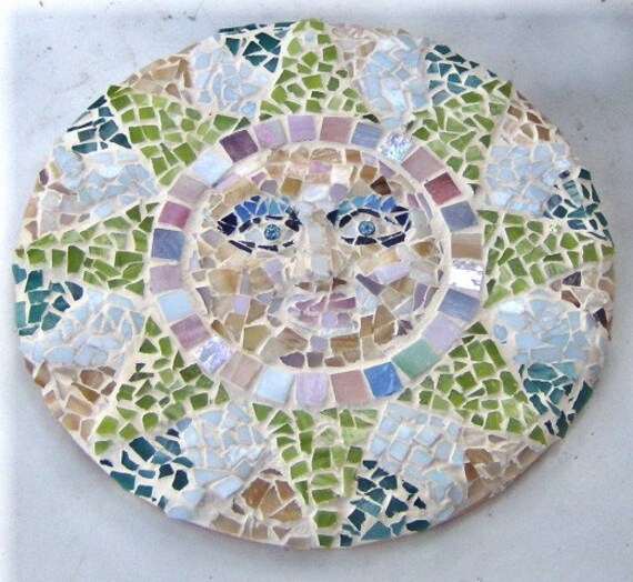 Shabby Chic Cottage Stained Glass Mosaic trivet  Here Comes the Sun