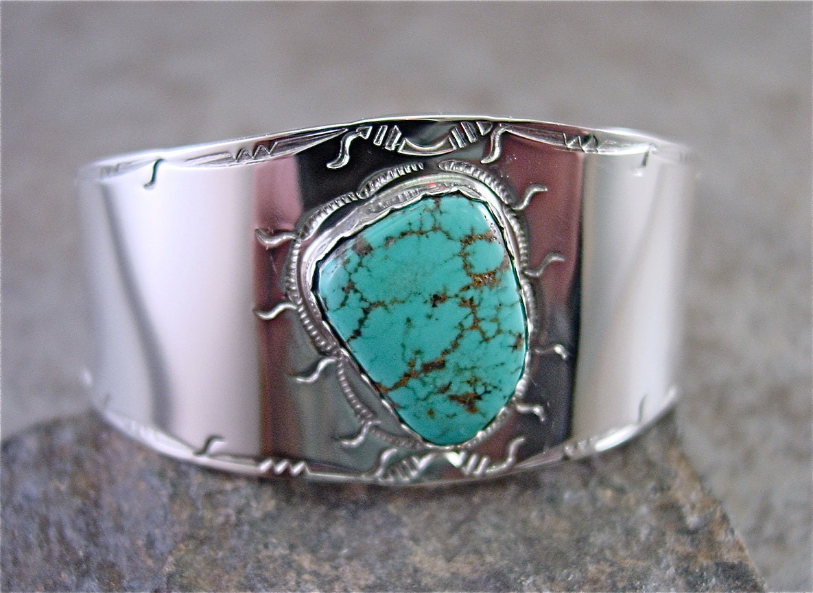 Cuff with Carico Lake Turquoise Sterling Silver  Genuine and Handcrafted by Lita