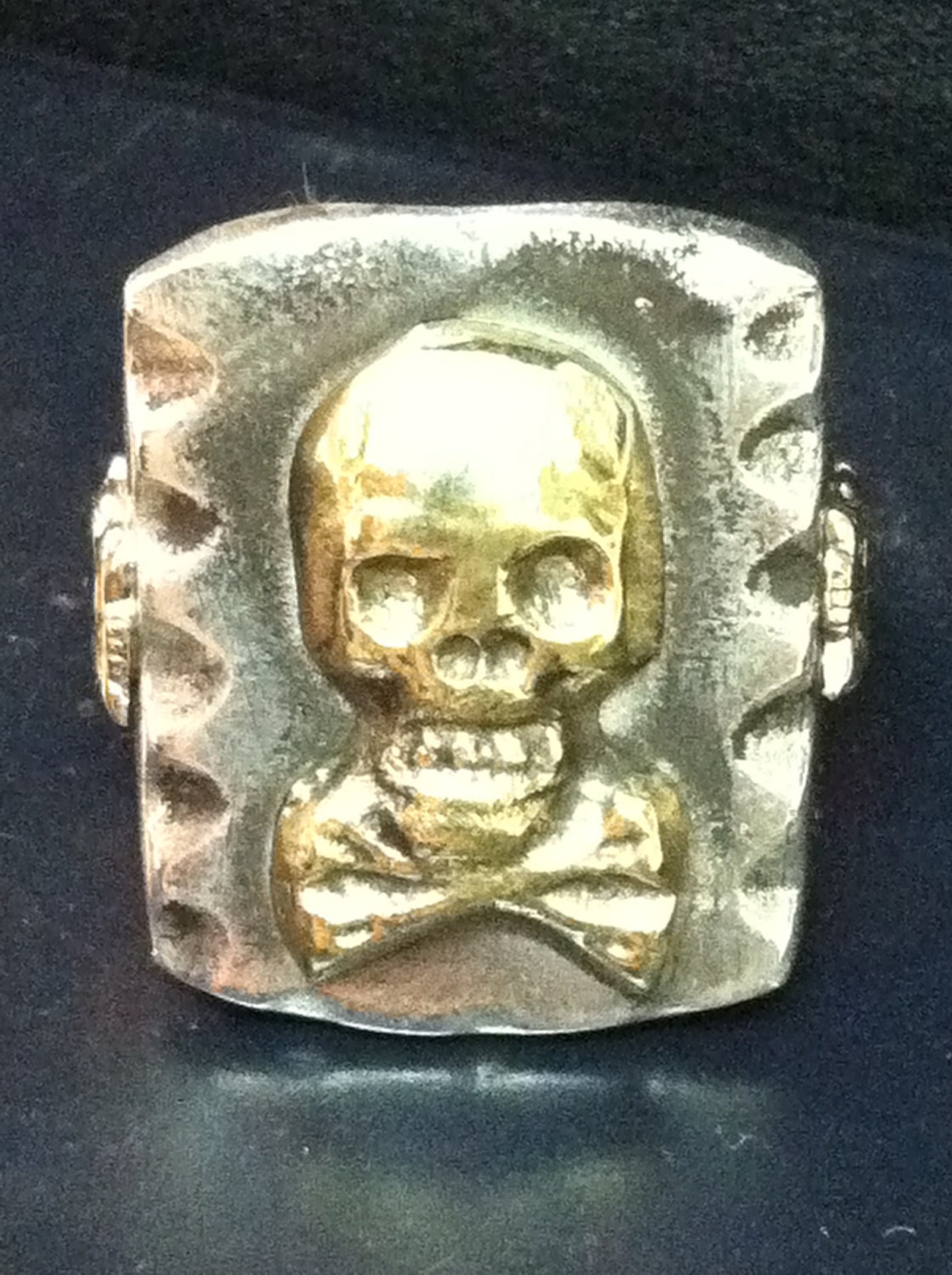 vintage biker Ring Mexico Mexican Skull owl 13 Bones Silver 925