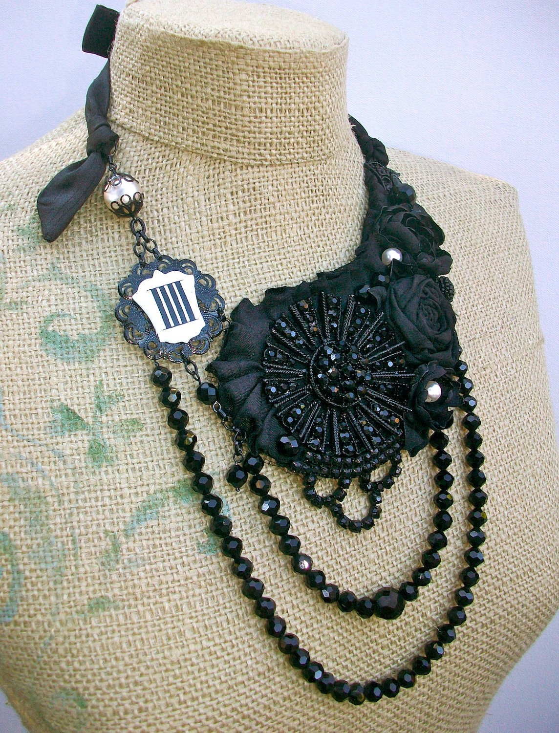Symphony no. 4-  Statement Bib necklace with Vintage findings