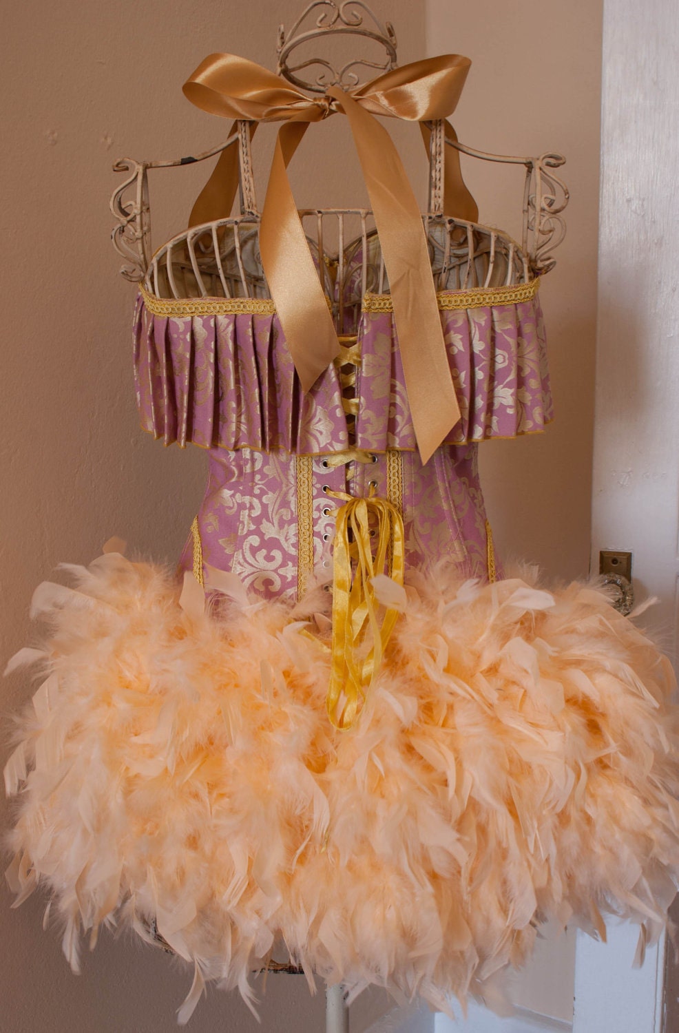 ELIZABETH Burlesque Corset Costume pink gold dress