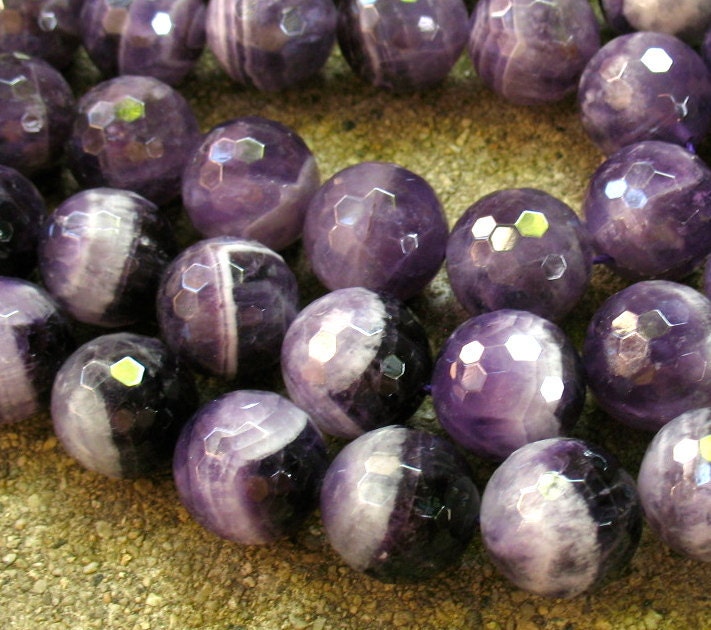 New 18mm Discoball Faceted Chevron Amethyst Round Beads 1/2 Strand