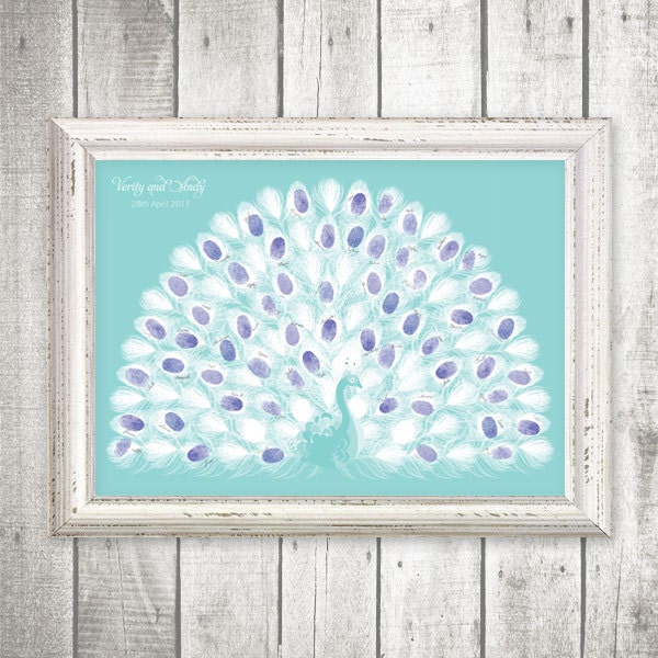 printable guestbook  fingerprint peacock