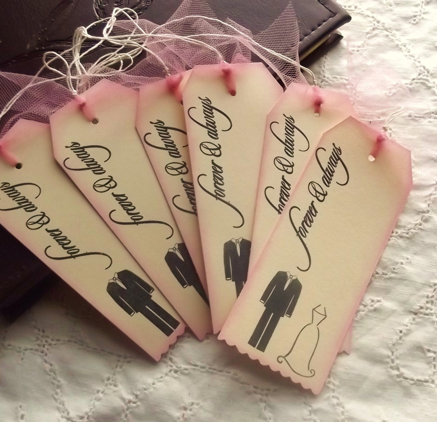 Always and Forever Wedding Tags - Pink, Black, Cream