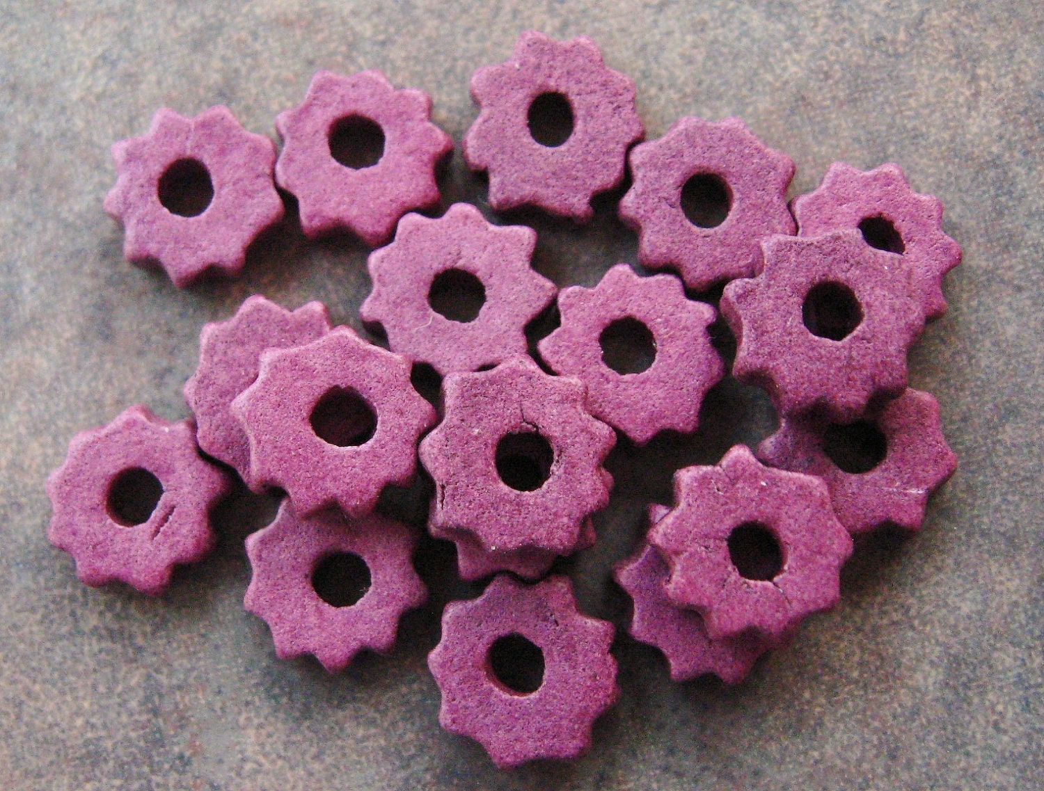 10 Mykonos Greek Ceramic Beads HOT PURPLE Tiny Gears
