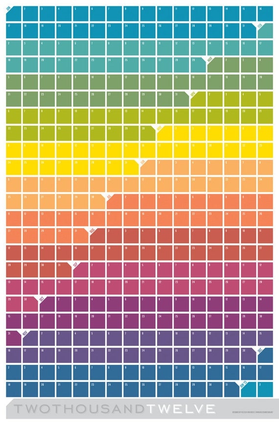 2012 Large Wall Calendar Poster - Squares