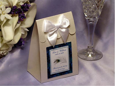 Peacock Wedding Favor Origami Boxes and Centerpiece