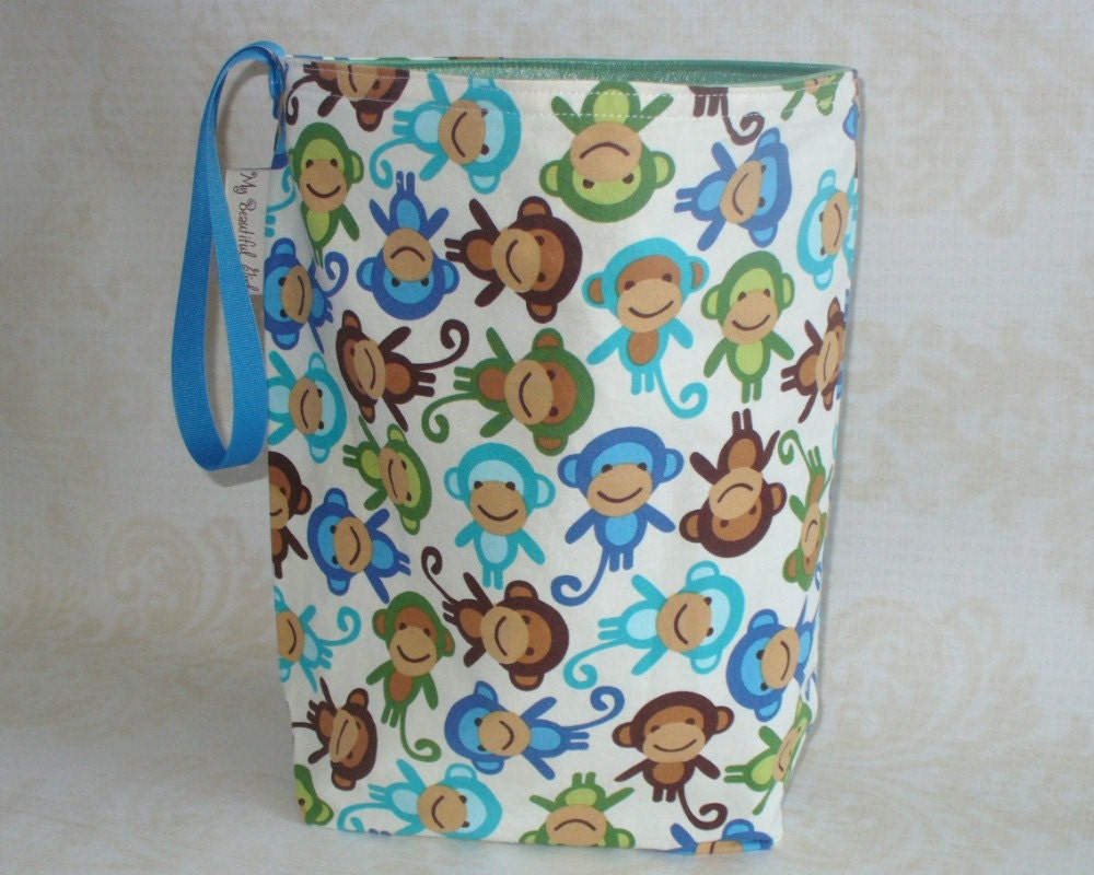 Tossed Monkies ReUsable Trashcan, Eco Friendly, Hand Made