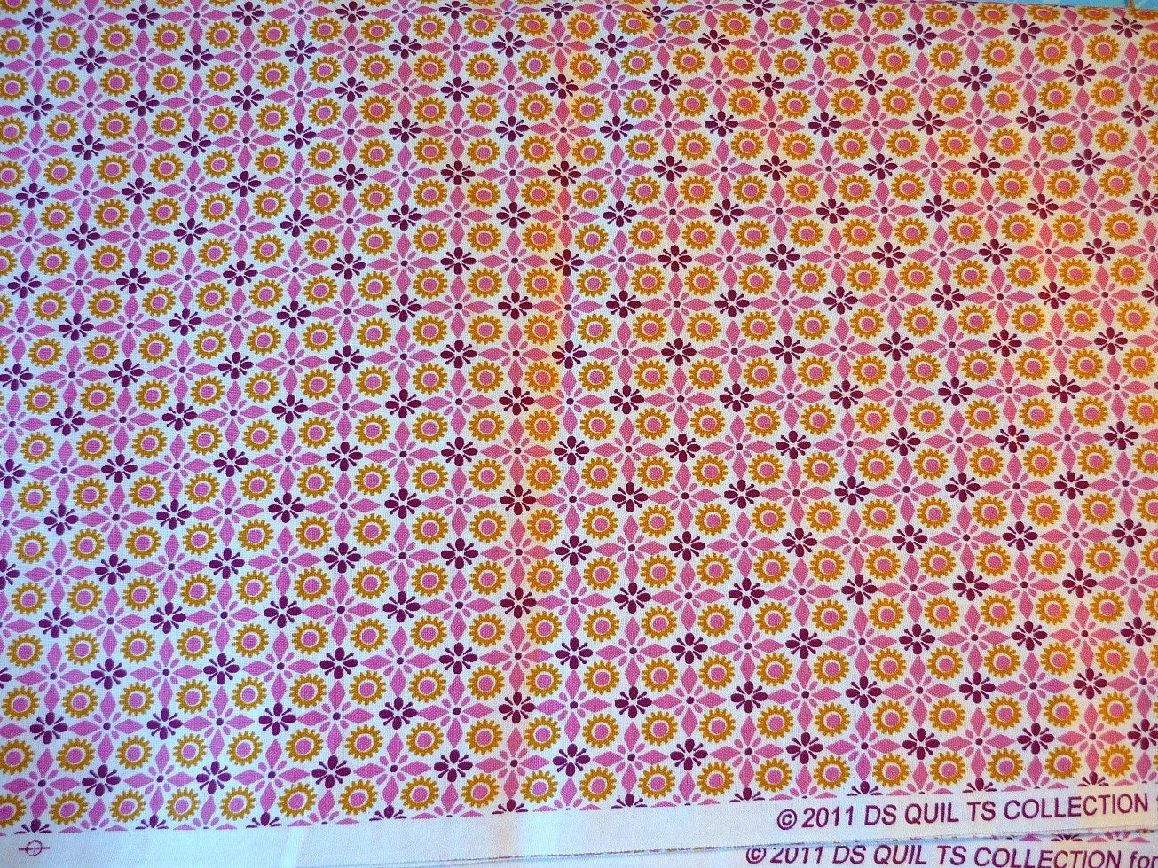 DS Quilts Denyse Schmidt Sugar Creek Kitschy Tile Pink Red Rhubarb Fabric 1yd