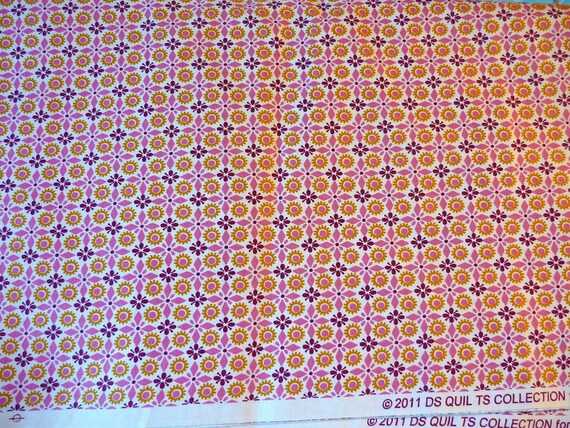 DS Quilts Denyse Schmidt Sugar Creek Kitschy Tile Pink Red Rhubarb Fabric 1yd