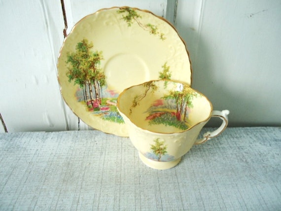 Butter Yellow Vintage Tea Cup and Saucer