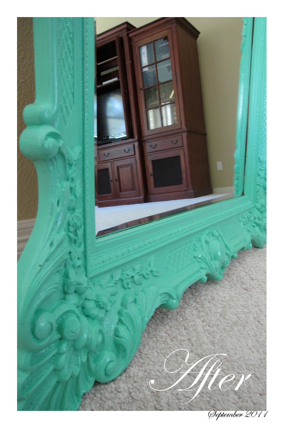 RESERVED until FURTHER NOTICE: Shabby Chic- Large- Light Teal Mirror