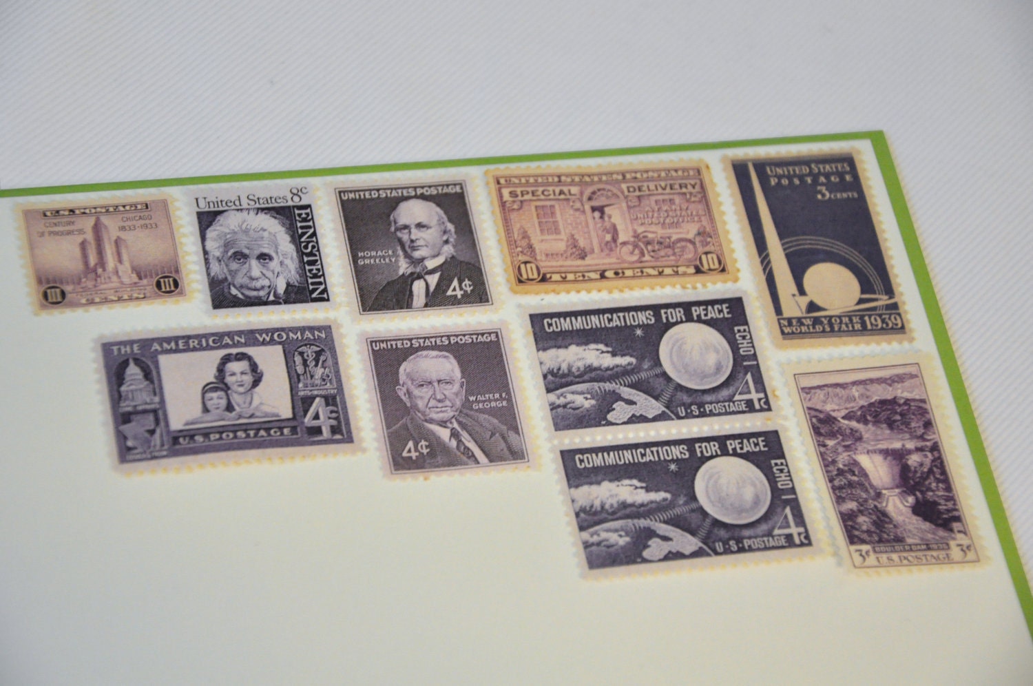 One Set of Vintage Postage Stamps - Purple / Violet - mail one letter