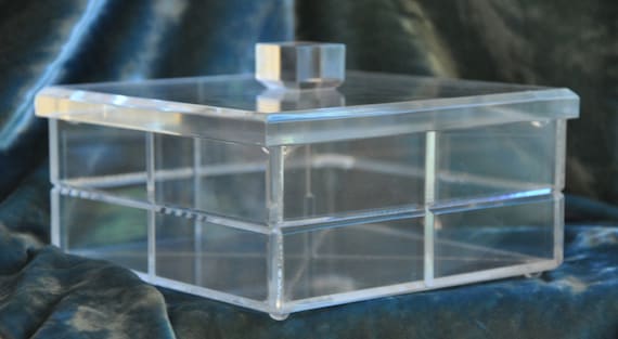 Vintage Lucite / Acrylic Box with Divider - Glamorous, Hollywood Regency